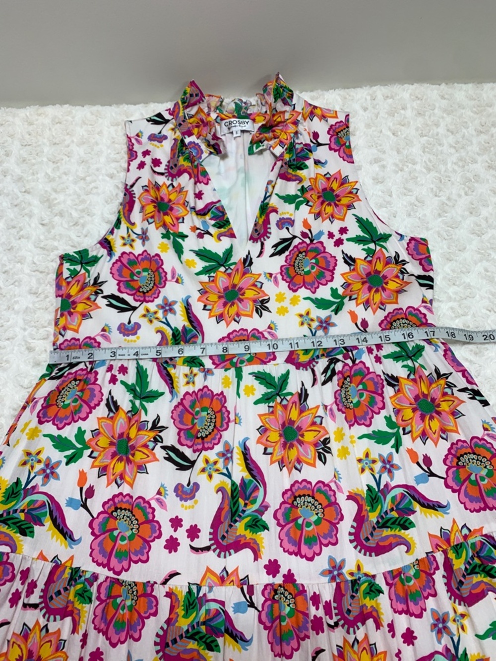Crosby by Mollie Burch Wesley Ruffle Collar Tiered Midi Dress in Festival Floral - Picture 15 of 16